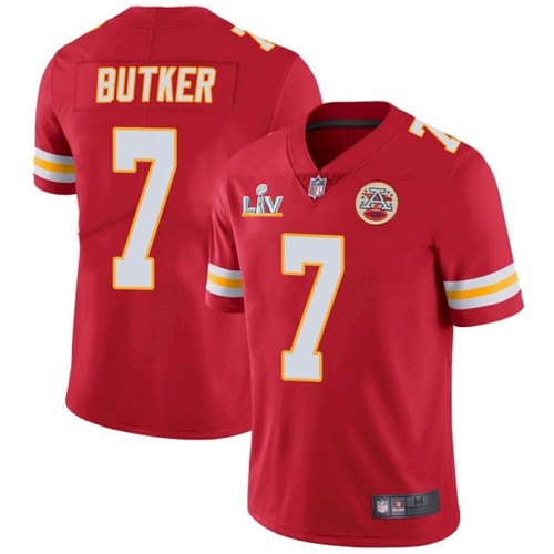 Men's Kansas City Chiefs #7 Harrison Butker Red NFL 2021 Super Bowl LV Stitched Jersey Men's Kansas City Chiefs #7 Harrison Butker Red NFL 2021 Super Bowl LV Stitched Jersey